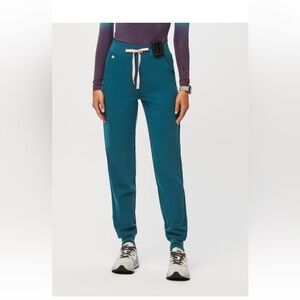Figs Medium Tall High Waist Zamora Scrub Pants GUC Color Pacific Blue